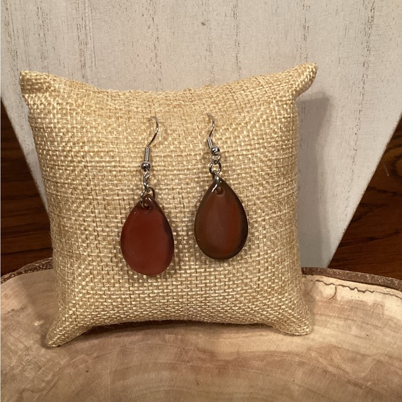 Carnelian Agate Teardrop Earrings - Picture 3 of 5